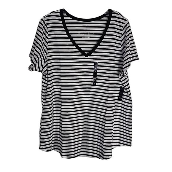 Torrid Black/White Girlfriend Signature Jersey V-neck Tee, NWT - Picture 1 of 7